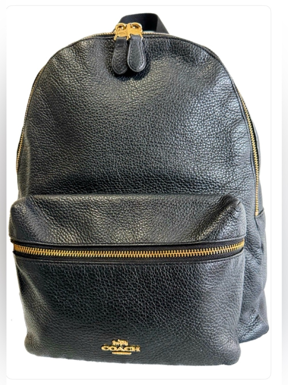 Coach Black Leather Backpack with Gold Accents-NWOT!
